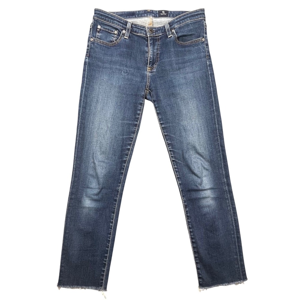 AG Adriano Goldschmied Blue The Prima Raw Hem Cigarette Jeans Womens 27R